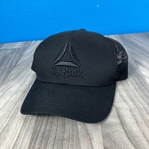 Reebok Hat Men's Black Mesh Snapback Adjustable Logo Trucker Cap